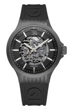 GLOCK Skeleton Automatic Watch in Gunmetal Steel, Gunmetal Dial, Black Strap