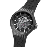 GLOCK Skeleton Automatic Watch in Gunmetal Steel, Gunmetal Dial, Black Strap