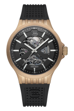 GLOCK Skeleton Automatic Watch in Coyote Steel, Black Dial, Black Strap