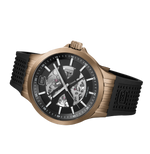 GLOCK Skeleton Automatic Watch in Coyote Steel, Black Dial, Black Strap