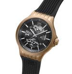 GLOCK Skeleton Automatic Watch in Coyote Steel, Black Dial, Black Strap
