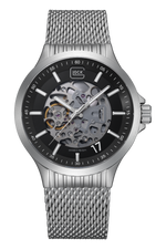 GLOCK Skeleton Automatic Watch in Stainless Steel, Black Dial, Silver-Tone Strap
