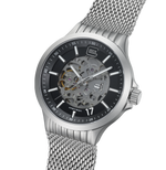 GLOCK Skeleton Automatic Watch in Stainless Steel, Black Dial, Silver-Tone Strap