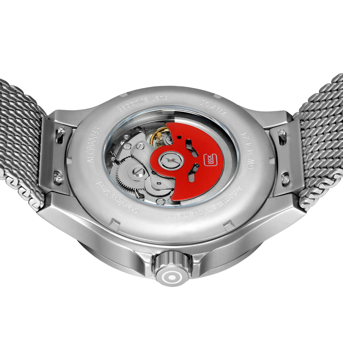 GLOCK Skeleton Automatic Watch in Stainless Steel, Black Dial, Silver-Tone Strap