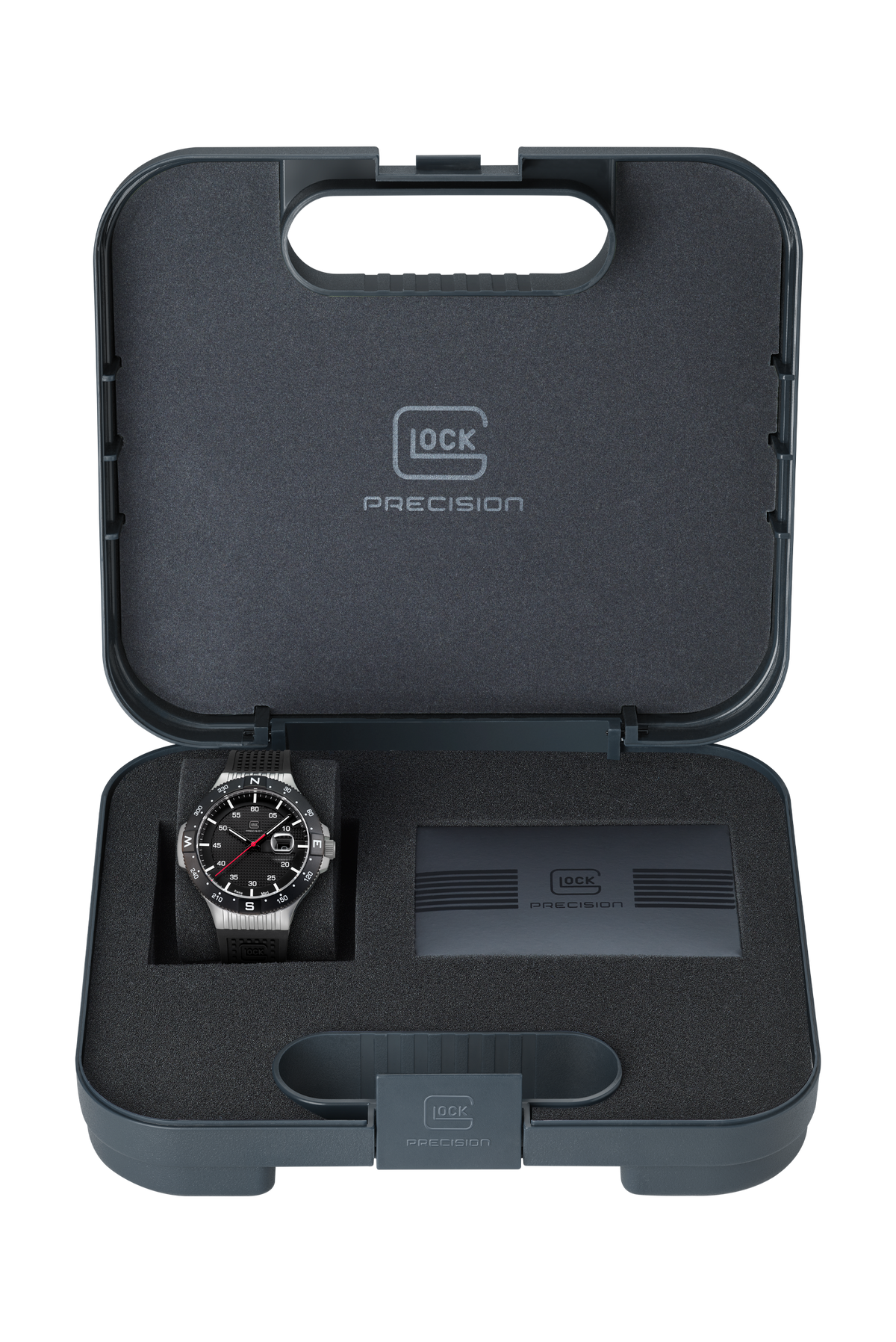 GLOCK Rotating-Bezel Watch in Stainless Steel, Black Dial, Black Strap (GW-15-1-22)