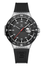 GLOCK Rotating-Bezel Watch in Stainless Steel, Black Dial, Black Strap (GW-15-1-22)