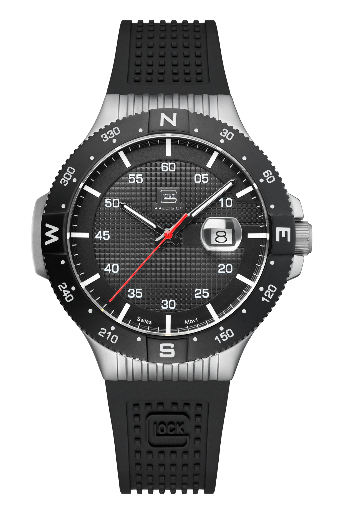 GLOCK Rotating-Bezel Watch in Stainless Steel, Black Dial, Black Strap (GW-15-1-22)