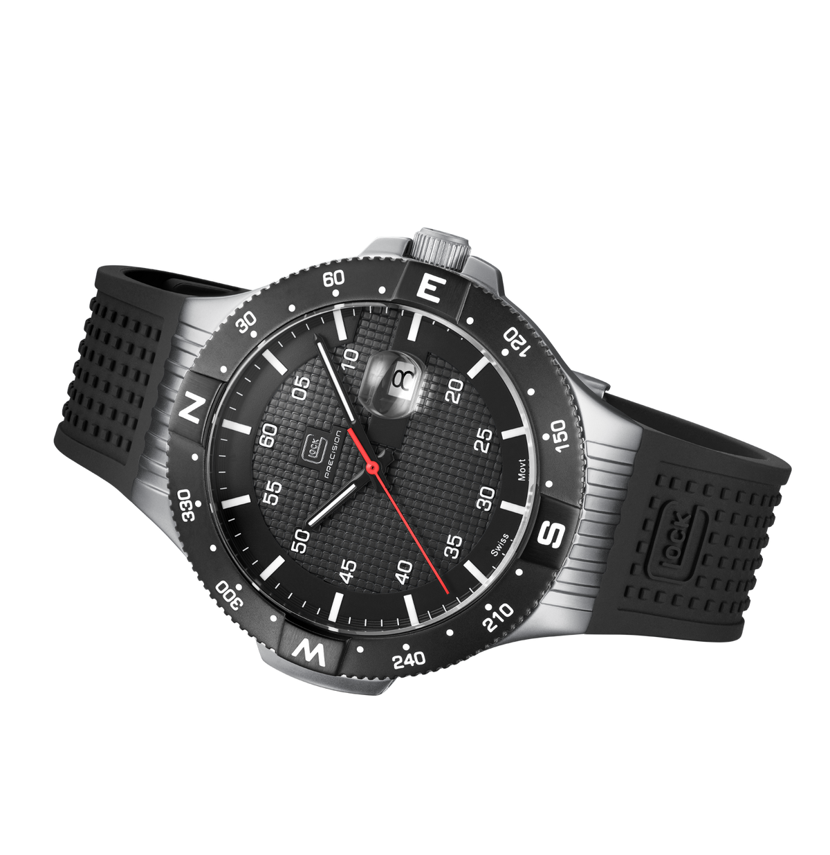 GLOCK Rotating-Bezel Watch in Stainless Steel, Black Dial, Black Strap (GW-15-1-22)