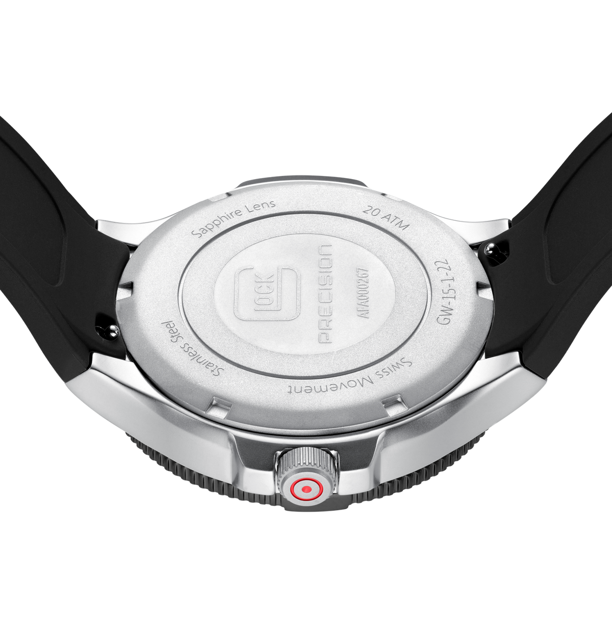 GLOCK Rotating-Bezel Watch in Stainless Steel, Black Dial, Black Strap (GW-15-1-22)