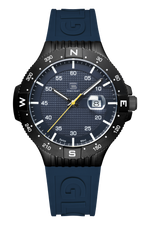 GLOCK Rotating-Bezel Watch in Gunmetal Steel, Blue Dial, Dark Blue Strap