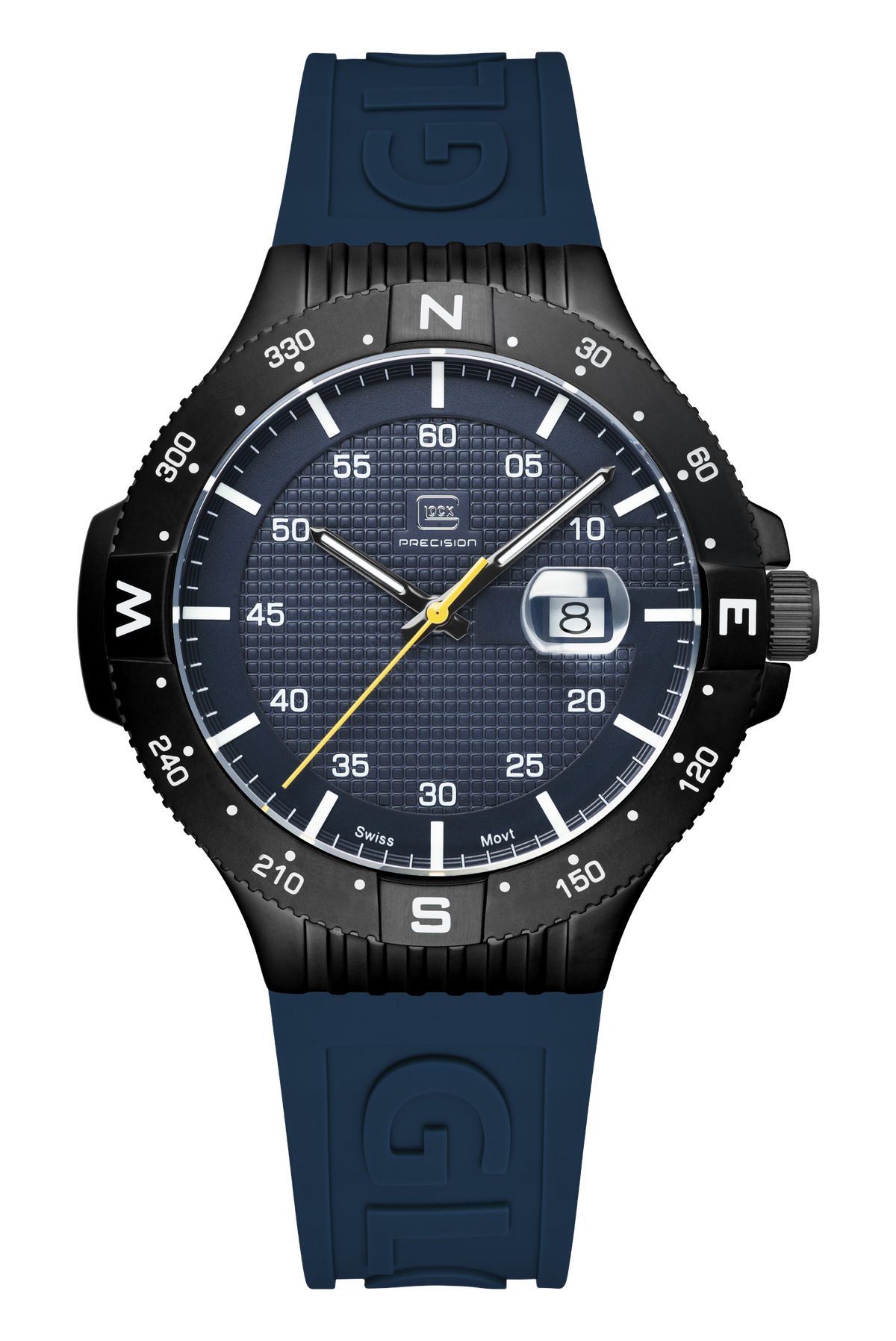 GLOCK Rotating-Bezel Watch in Gunmetal Steel, Blue Dial, Dark Blue Strap