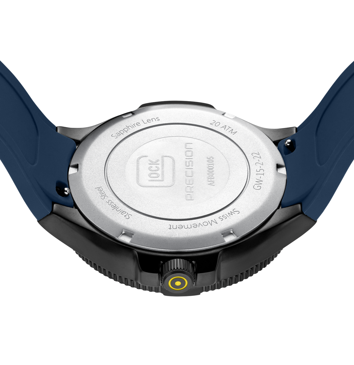 GLOCK Rotating-Bezel Watch in Gunmetal Steel, Blue Dial, Dark Blue Strap