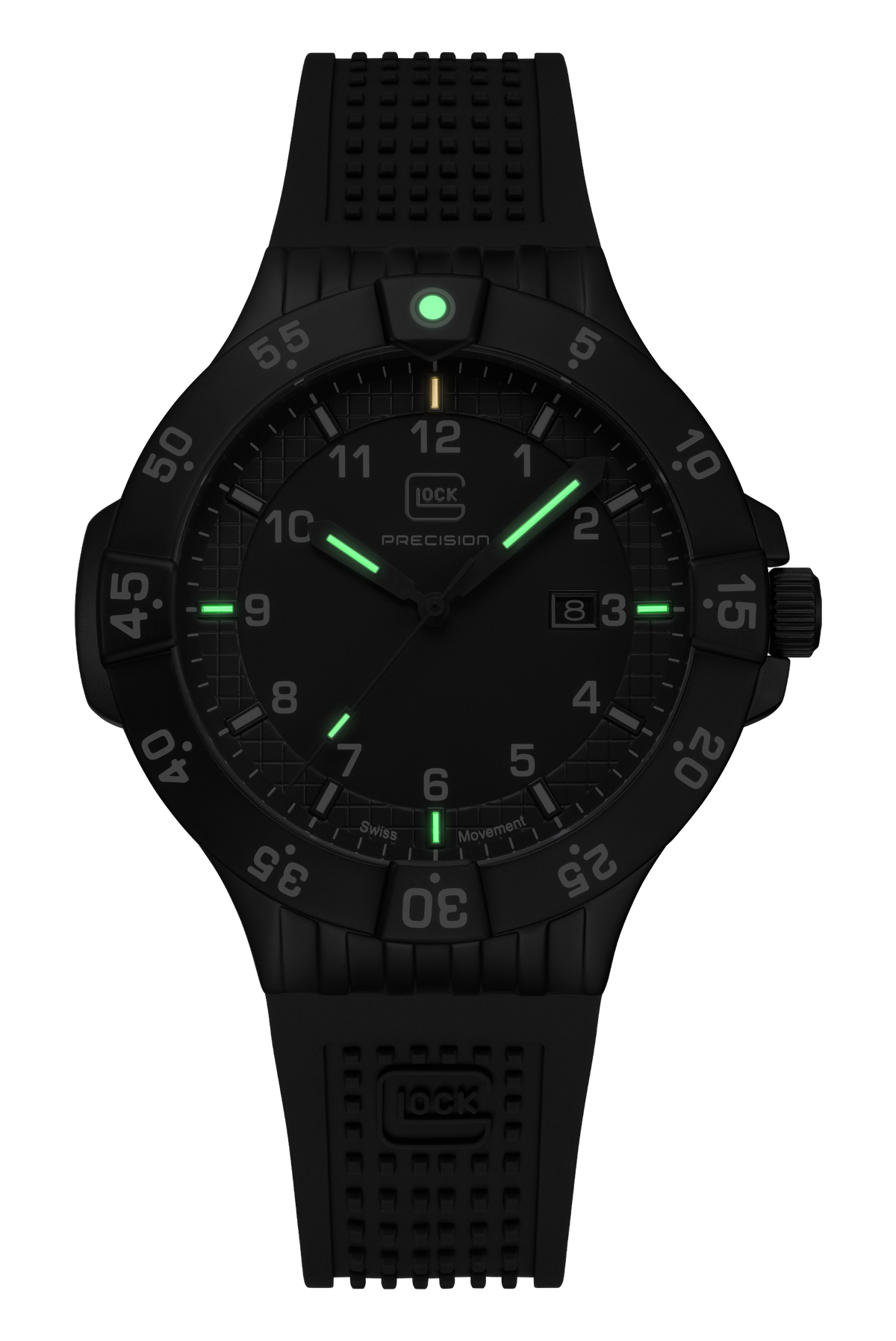 GLOCK Tritium Watch in Gunmetal Steel, Black Dial, Black Strap