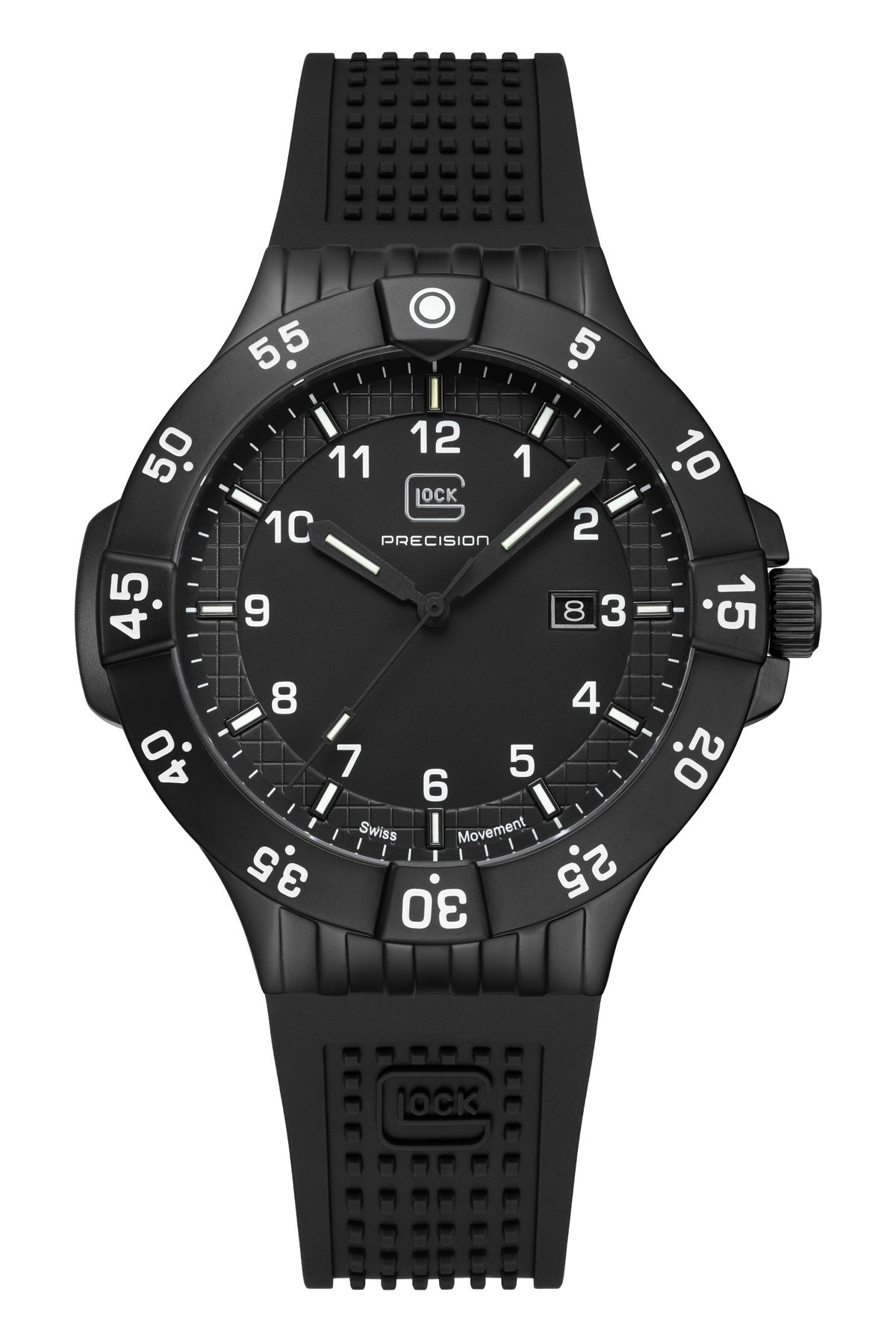 GLOCK Tritium Watch in Gunmetal Steel, Black Dial, Black Strap