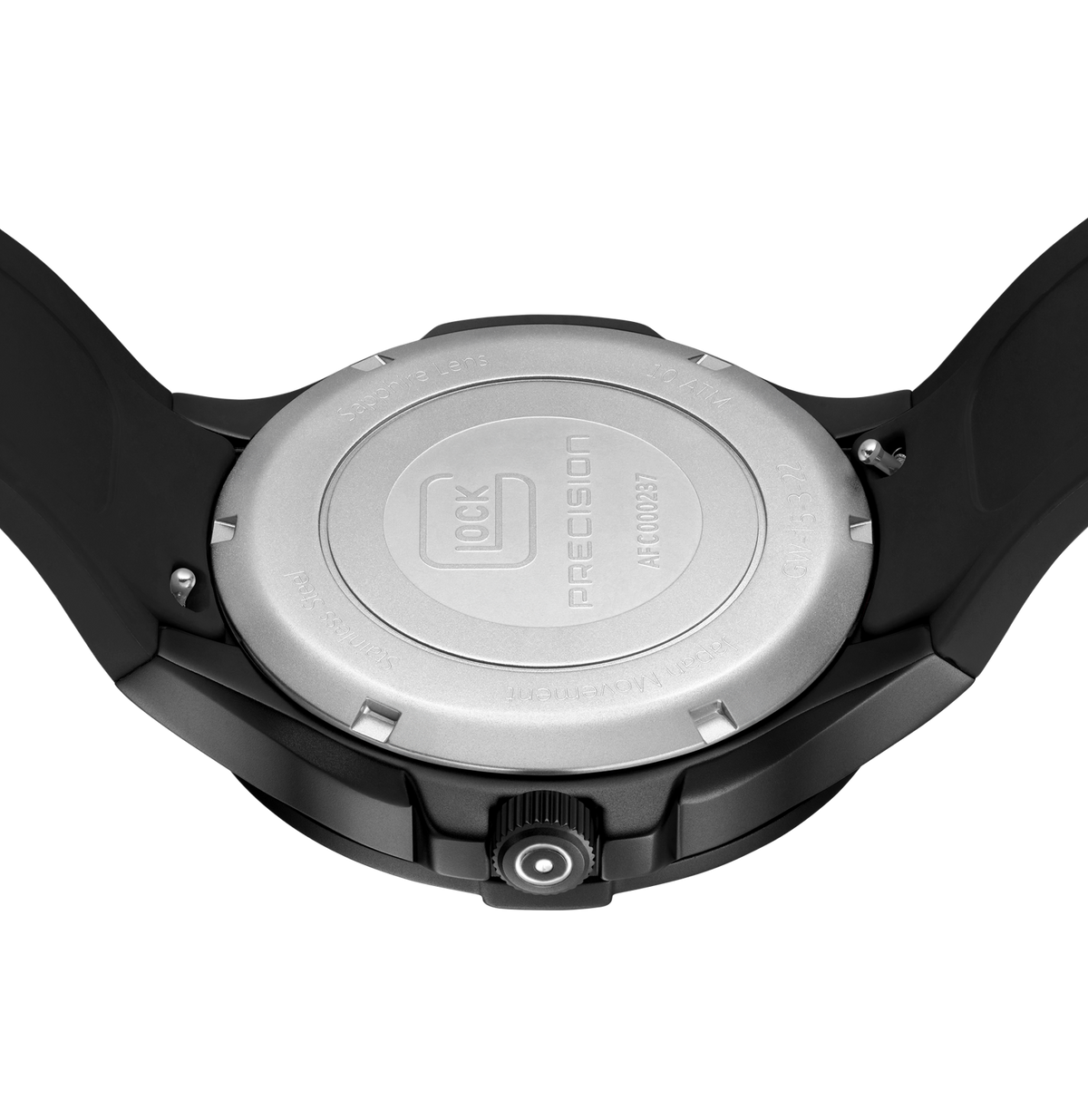 GLOCK Tritium Watch in Gunmetal Steel, Black Dial, Black Strap