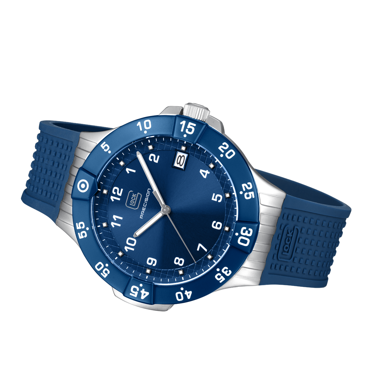 GLOCK Rotating-Bezel Watch in Dark Blue Steel, Blue Dial, Dark Blue Strap