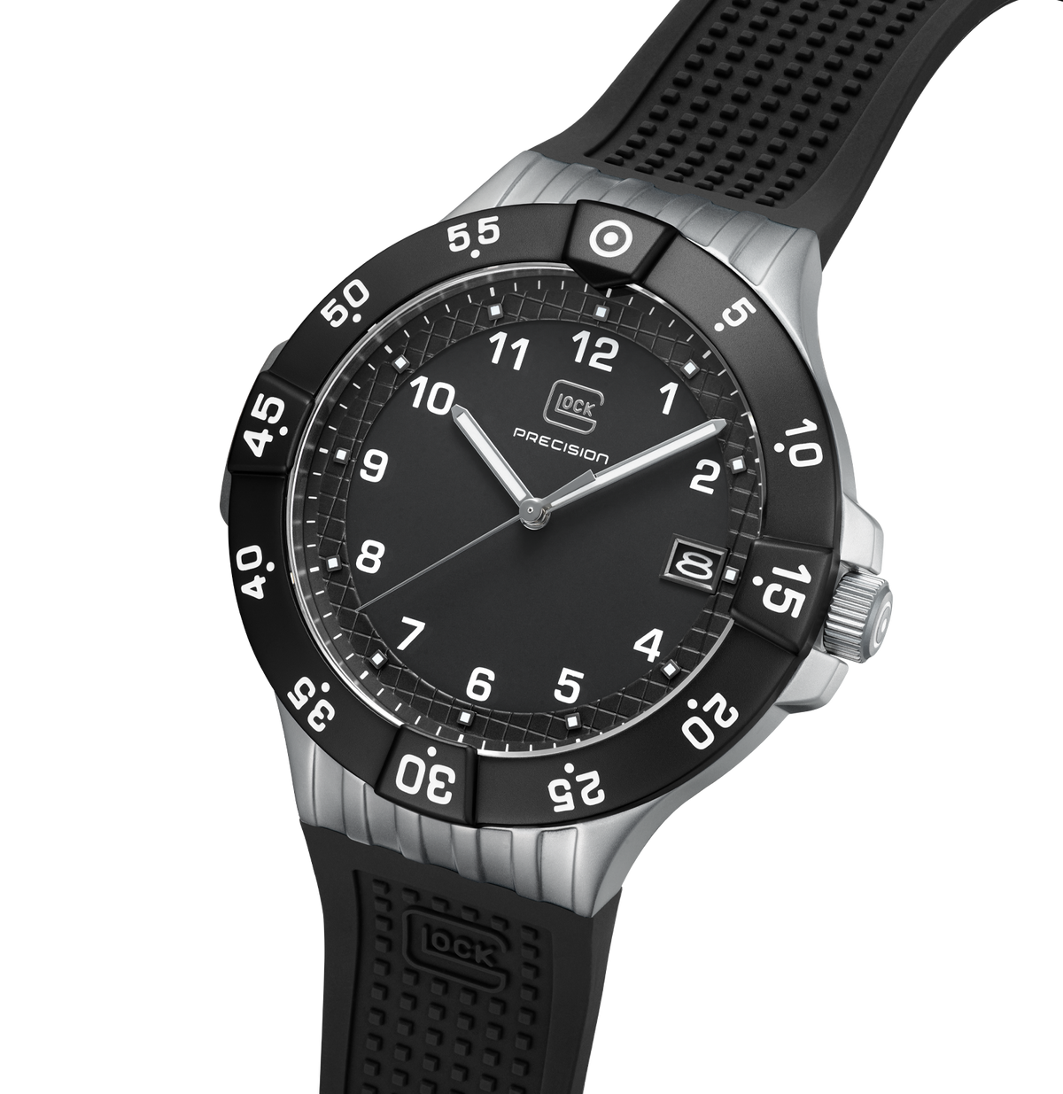 GLOCK Rotating-Bezel Watch in Black Steel, Black Dial, Black Strap (GW-15-6-22)