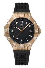 GLOCK Rotating-Bezel Watch in Coyote Steel, Black Dial, Black Strap