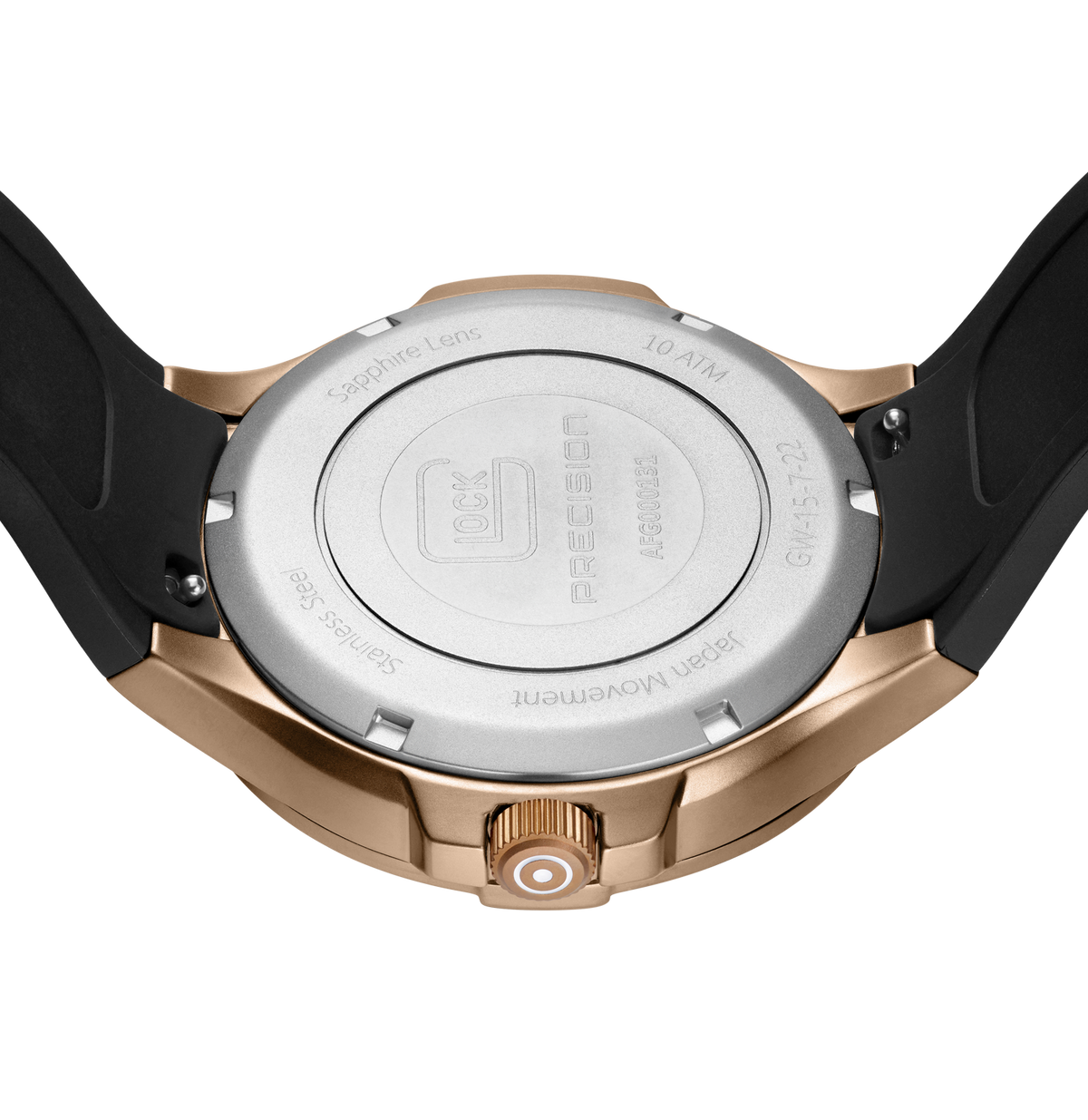 GLOCK Rotating-Bezel Watch in Coyote Steel, Black Dial, Black Strap
