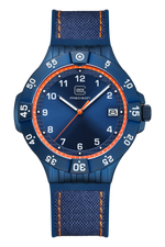 GLOCK Limited Edition Rotating-Bezel Watch in Dark Blue Steel, Blue Dial, Orange Strap