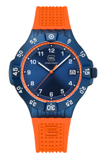 GLOCK Limited Edition Rotating-Bezel Watch in Dark Blue Steel, Blue Dial, Orange Strap