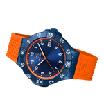 GLOCK Limited Edition Rotating-Bezel Watch in Dark Blue Steel, Blue Dial, Orange Strap
