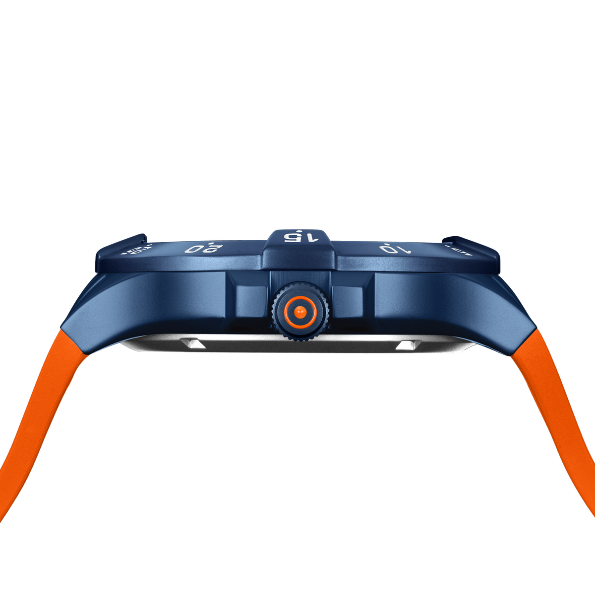 GLOCK Limited Edition Rotating-Bezel Watch in Dark Blue Steel, Blue Dial, Orange Strap