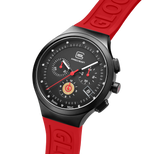 GLOCK Diamond Chronograph Watch in Black Steel, Black Dial, Red Strap