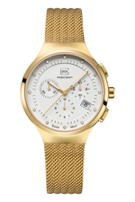 GLOCK Diamond Chronograph Watch in Gold-Tone Steel, White Dial, Gold-Tone Bracelet