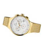 GLOCK Diamond Chronograph Watch in Gold-Tone Steel, White Dial, Gold-Tone Bracelet