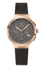 GLOCK Diamond Chronograph Watch in Rose Gold-Tone Steel, Gunmetal Dial, Gunmetal Bracelet