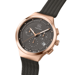 GLOCK Diamond Chronograph Watch in Rose Gold-Tone Steel, Gunmetal Dial, Gunmetal Bracelet