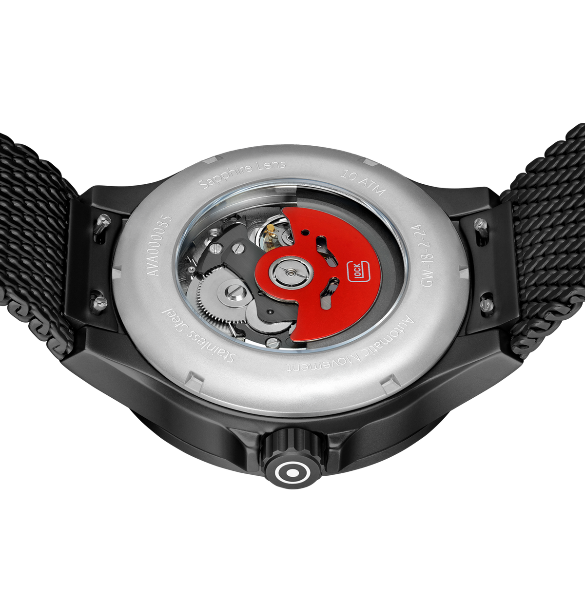 GLOCK Skeleton Automatic Watch in Black Steel, Coyote Dial, Black Bracelet