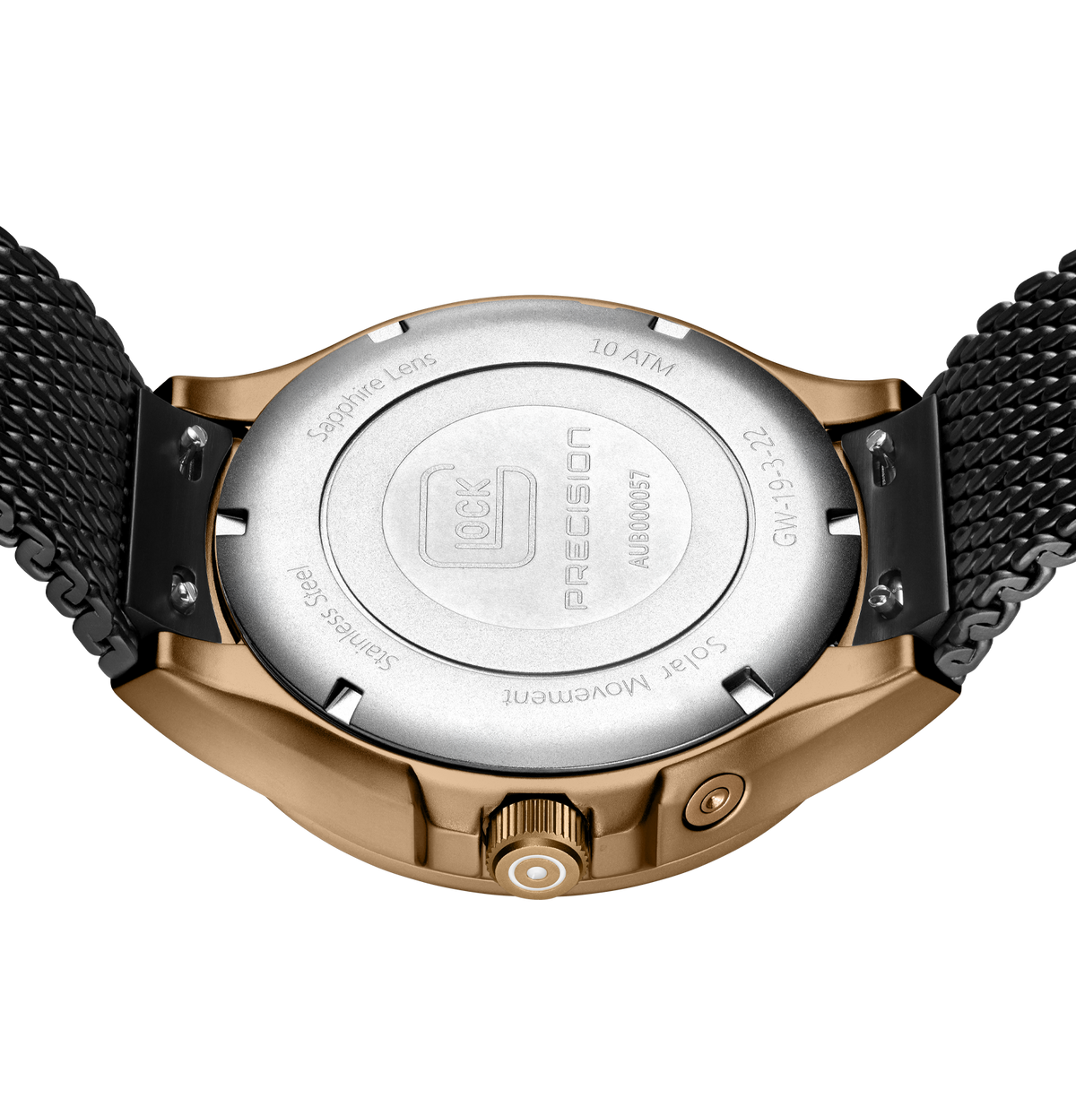 GLOCK Solar Watch in Coyote Steel, Black Dial, Black Bracelet