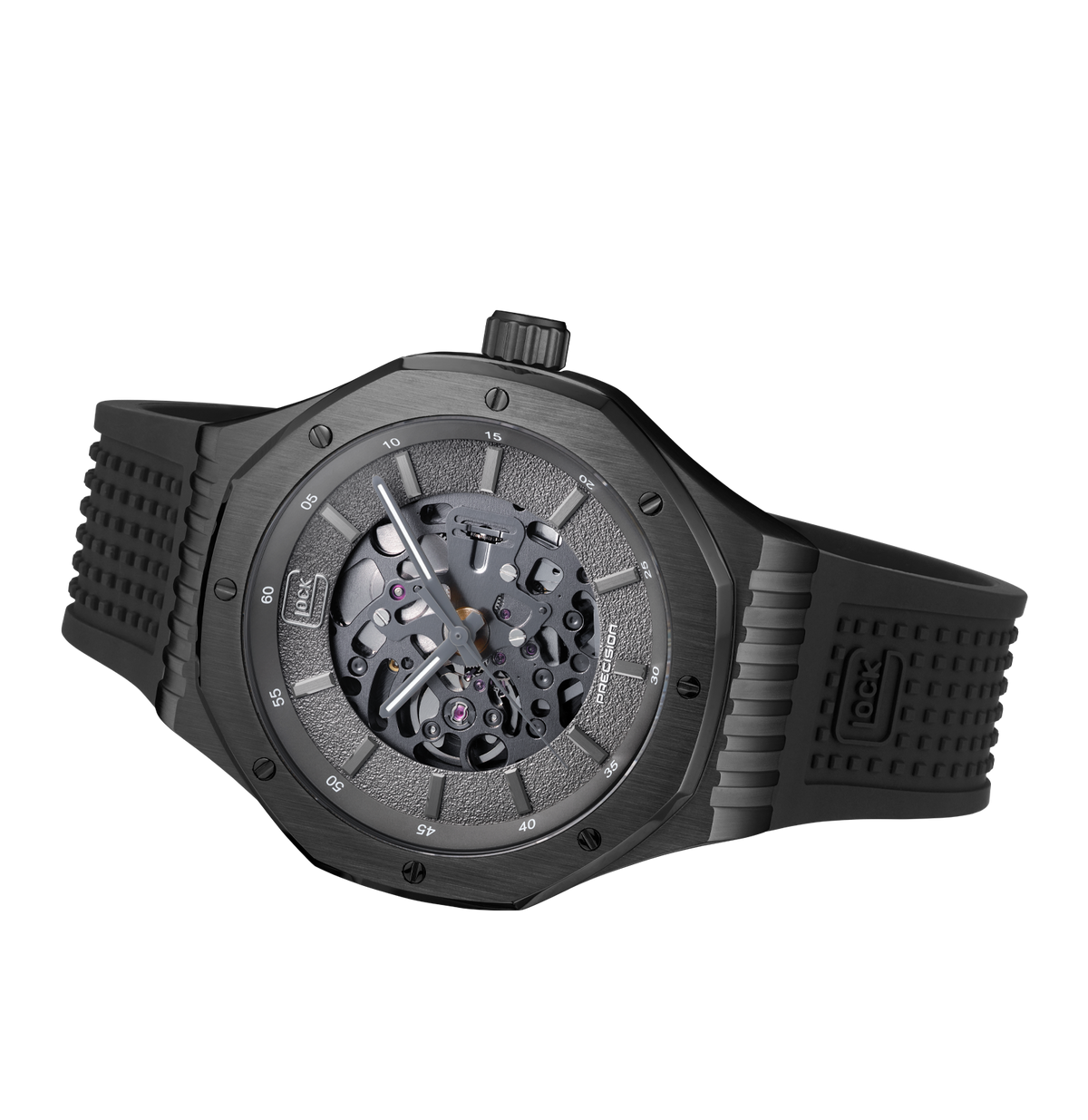 GLOCK Skeleton Automatic Watch in Black Steel, Black Dial, Black Strap