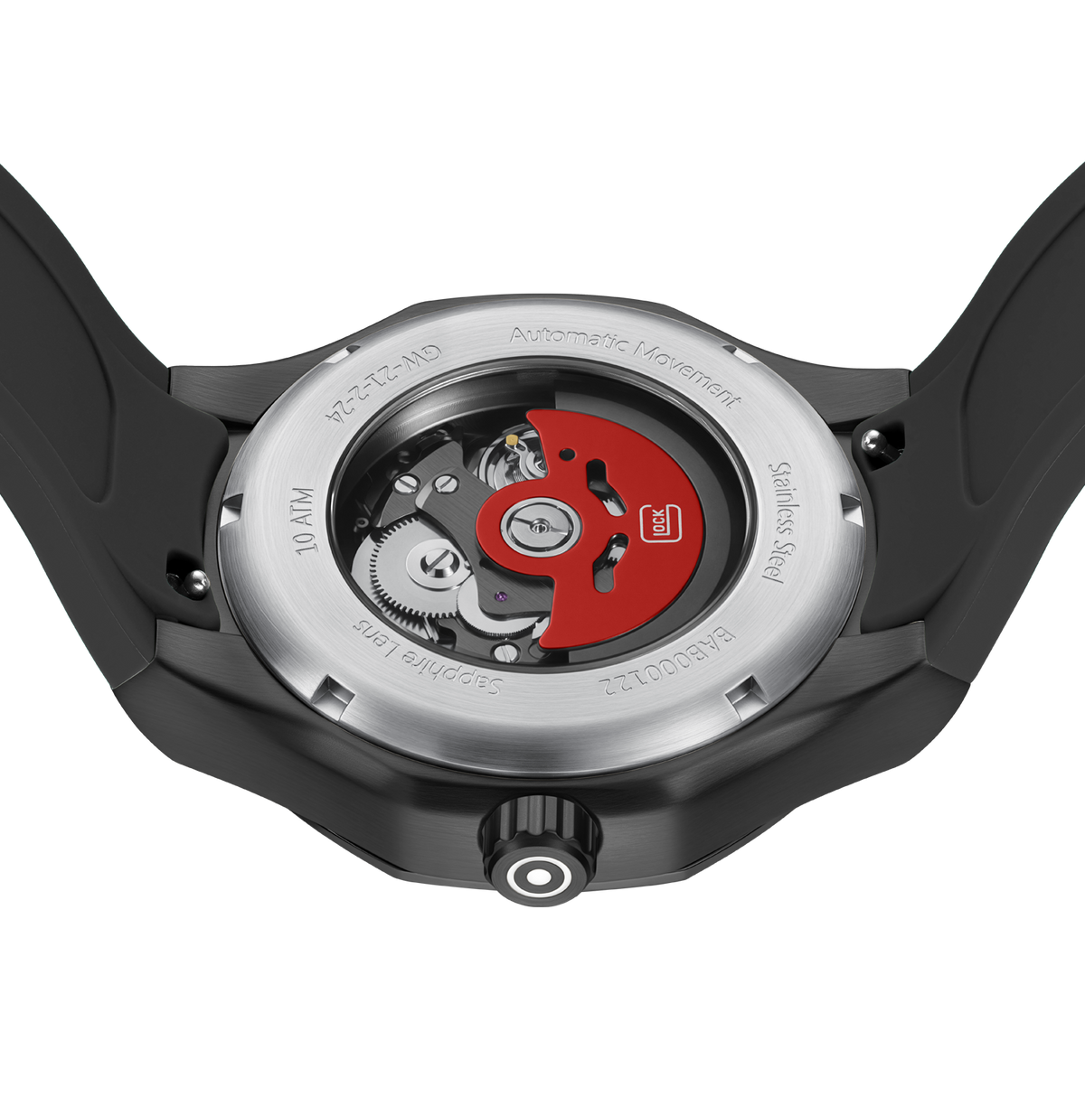 GLOCK Skeleton Automatic Watch in Black Steel, Black Dial, Black Strap