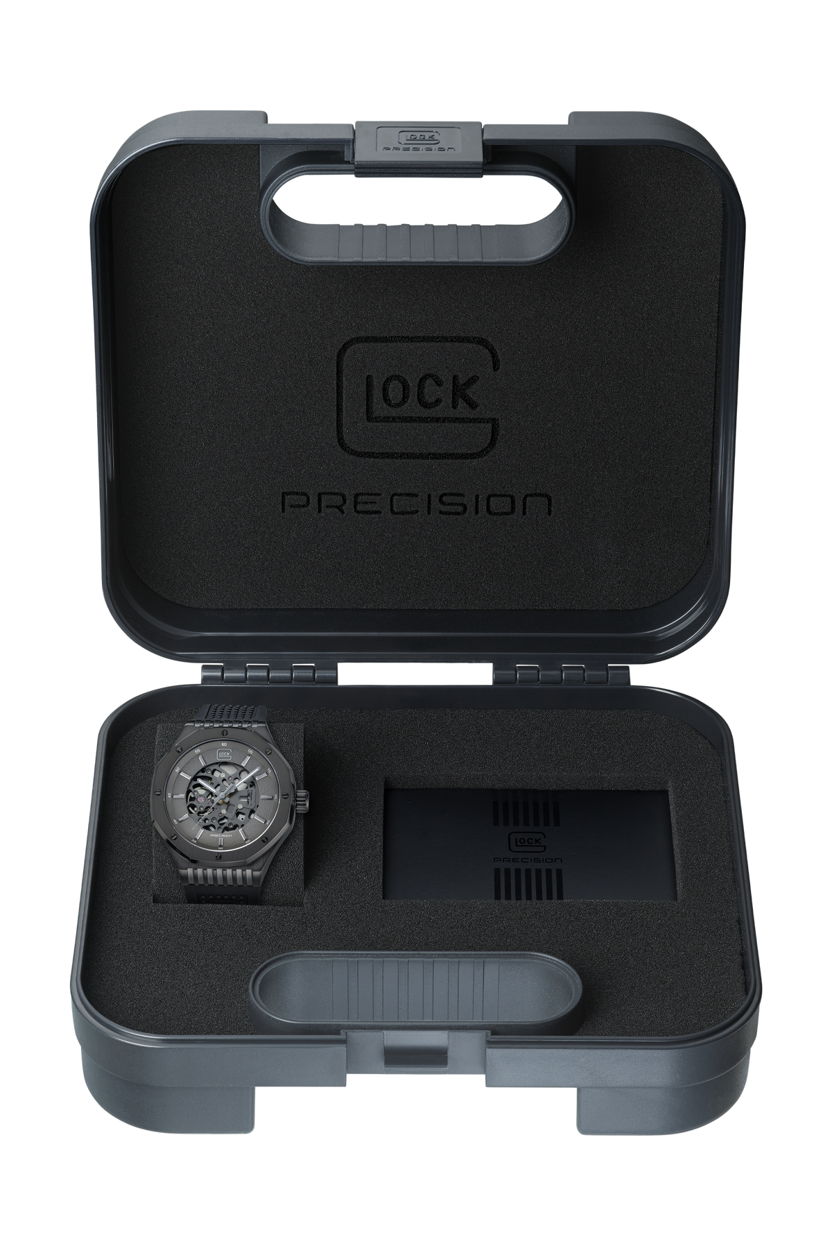 GLOCK Skeleton Automatic Watch in Black Steel, Black Dial, Black Strap