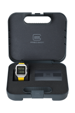 GLOCK Digital Chronograph Watch in Stainless Steel, Black Dial, Yellow Strap