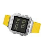 GLOCK Digital Chronograph Watch in Stainless Steel, Black Dial, Yellow Strap