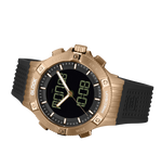 GLOCK Analog-Digital Watch in Coyote Steel, Black Dial, Black Strap