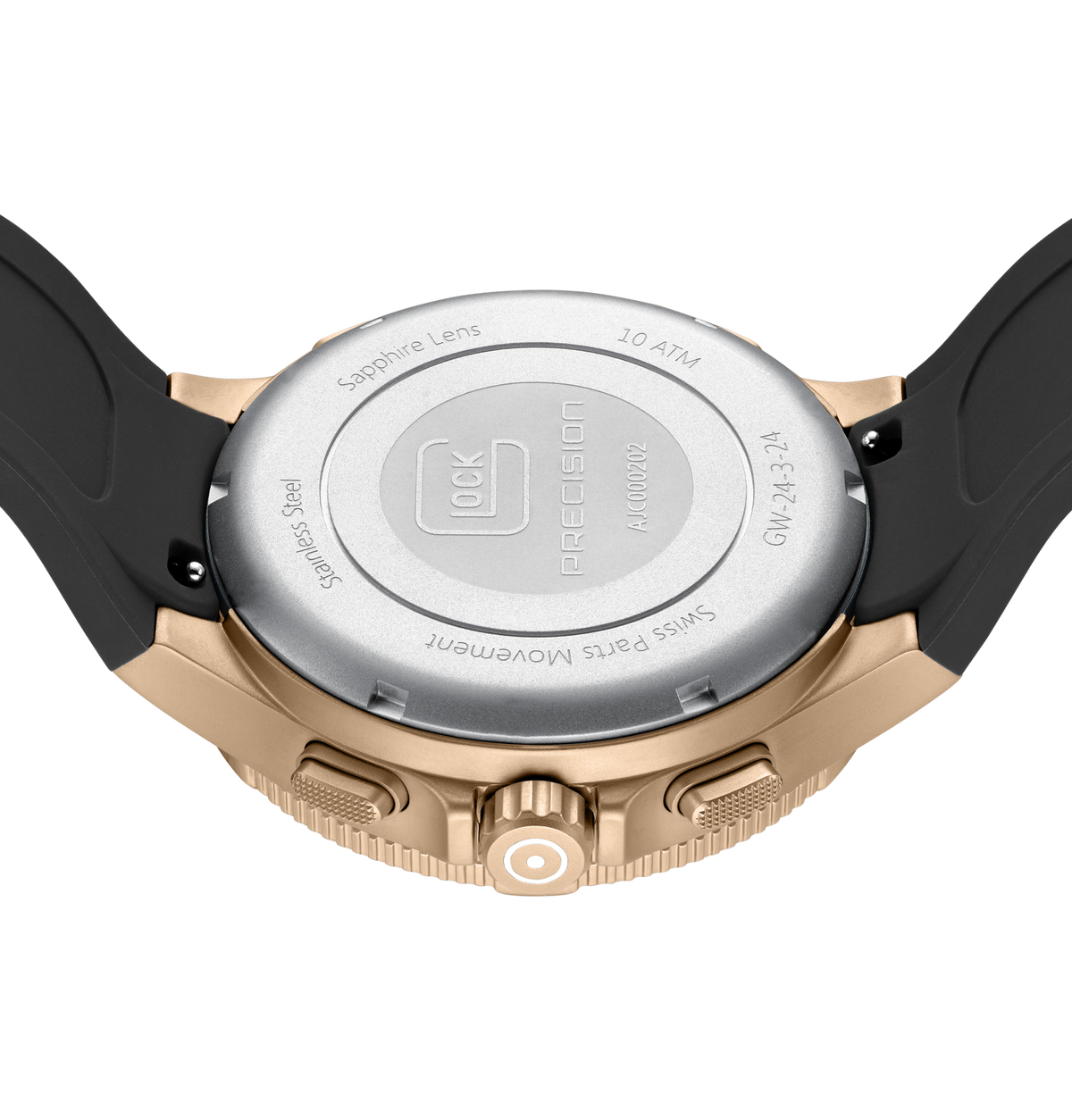 GLOCK Analog-Digital Watch in Coyote Steel, Black Dial, Black Strap