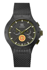 GLOCK Limited Edition Titanium Chronograph Watch in Black Titanium, Black Dial, Army Green Strap