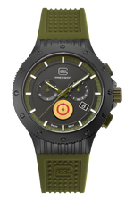 GLOCK Limited Edition Titanium Chronograph Watch in Black Titanium, Black Dial, Army Green Strap