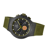 GLOCK Limited Edition Titanium Chronograph Watch in Black Titanium, Black Dial, Army Green Strap