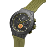 GLOCK Limited Edition Titanium Chronograph Watch in Black Titanium, Black Dial, Army Green Strap