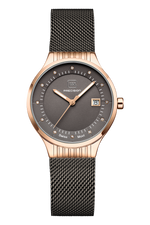 GLOCK Diamond Swiss Quartz Watch in Rose Gold-Tone Steel, Gunmetal Dial, Gunmetal Bracelet