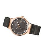 GLOCK Diamond Swiss Quartz Watch in Rose Gold-Tone Steel, Gunmetal Dial, Gunmetal Bracelet