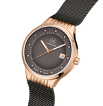 GLOCK Diamond Swiss Quartz Watch in Rose Gold-Tone Steel, Gunmetal Dial, Gunmetal Bracelet