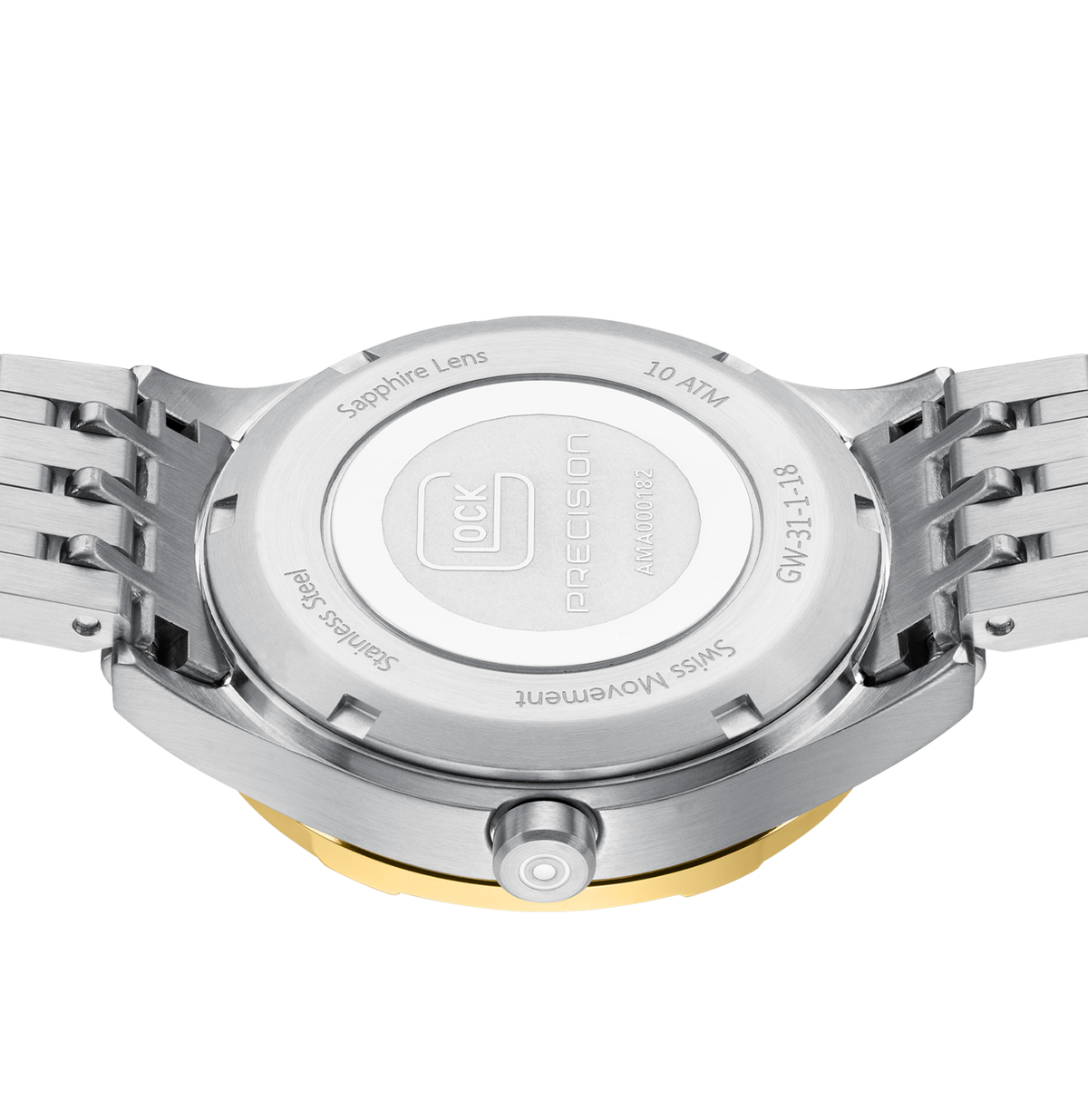 GLOCK Diamond Swiss Quartz Watch in Stainless Steel, White Mother of Pearl Dial, Bicolor Bracelet