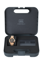 GLOCK Diamond Swiss Quartz Watch in Rose Gold-Tone Steel, Gunmetal Dial, Rose Gold-Tone Bracelet